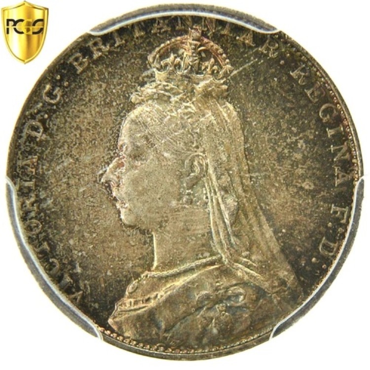 [#481948] イギリス、ヴィクトリア、4ペンス、1891年、銀貨、PCGS、PL66、Spink:3933