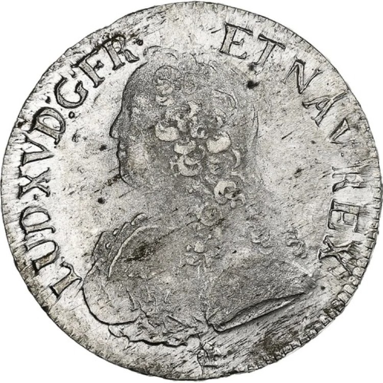 [#1287326] フランス、ルイ 15 世、エキュ・オ・ブランチ・ドリヴィエ、1734 年、ボルドー、シルバー、