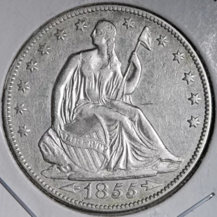 1855年 自由の女神像 銀貨 ハーフドル AU E312 DUCFM