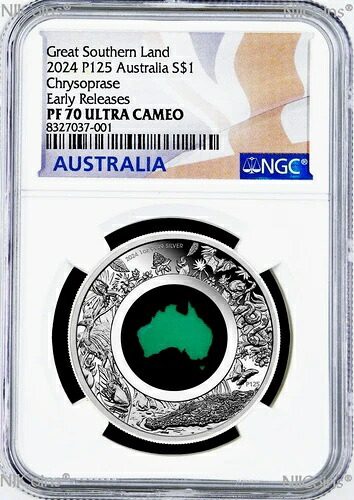 2024年 オーストラリア グレートサザンランド クリソプレーズ 1オンス 銀貨 NGC PF70 ER｜WORLD RESOURCE【KING店】