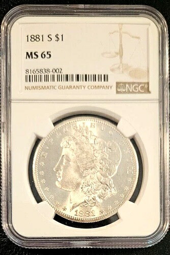 1881 S モーガン シルバー ダラー NGC MS65、輝く鏡のような素晴らしい宝石!｜WORLD RESOURCE【KING店】