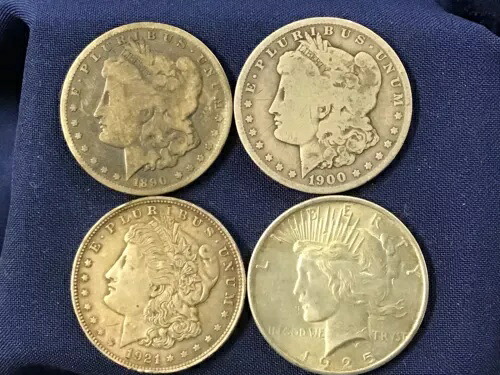 1890-1925年 モーガン&ピース シルバーダラー 4種類のコインセット B0917|WORLD RESOURCE【KING店】