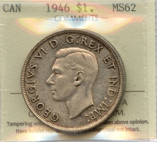 1946年銀貨 - ICCS MS62。証明書番号XFQ 758|WORLD RESOURCE【KING店】