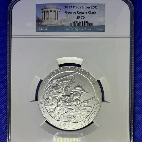 2017-P 5オンス シルバー ジョージ・ロジャー・クラーク 25C NGC SP 70 アメリカ ザ・ビューティフル ATB画像