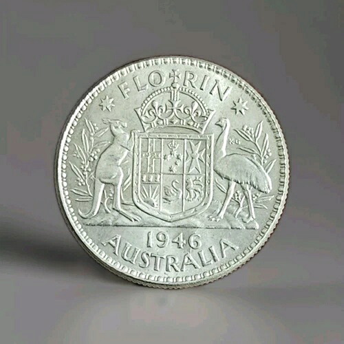 1946年オーストラリア・フローリン、10進法以前の硬貨、未流通のミントコイン、銀光沢｜WORLD RESOURCE【KING店】