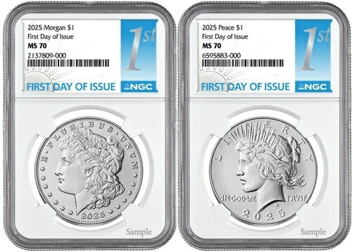 2025年 モルガン＆ピース シルバードル 1ドル NGC MS70 発行初日 #891