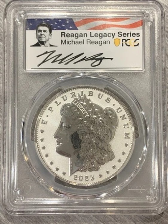 2023年 S-モルガン銀貨 - PCGS - 裏面 PR70 - 先行リリース - レーガン・レガシー