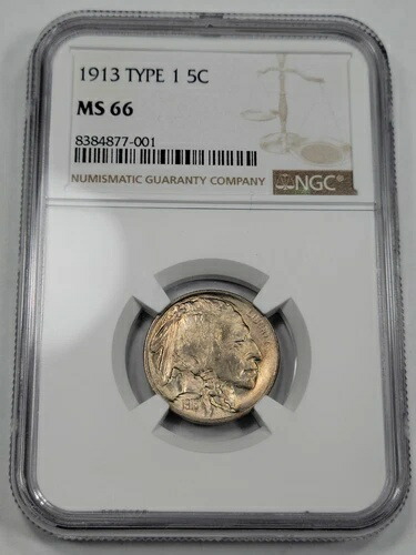1913年 5セント バッファローニッケル タイプ1 NGC MS66 ウルトラジェム ハイグレード PQ *J371