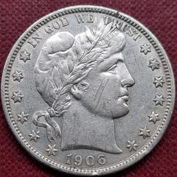 1906年 S バーバー ハーフダラー 50セント 優良グレード XF - AU 詳細 #68359