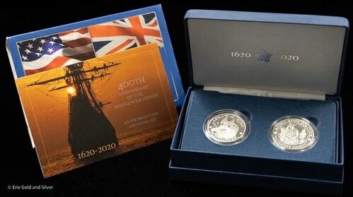 1620-2020 メイフラワー号航海400周年記念 銀貨＆メダルセット