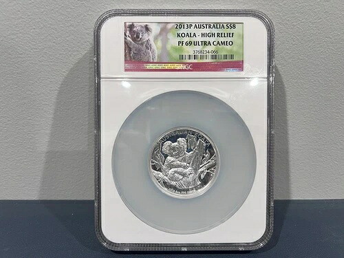 2013P オーストラリア シルバー 8ドル コアラ ハイレリーフ NGC PF 69 UC 5オンス .999 シルバー (AHJ)