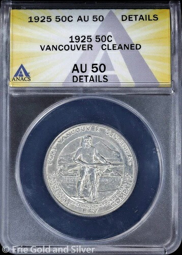 1925年 50セント バンクーバー記念ハーフドル ANACS AU 50 詳細｜WORLD RESOURCE【KING店】