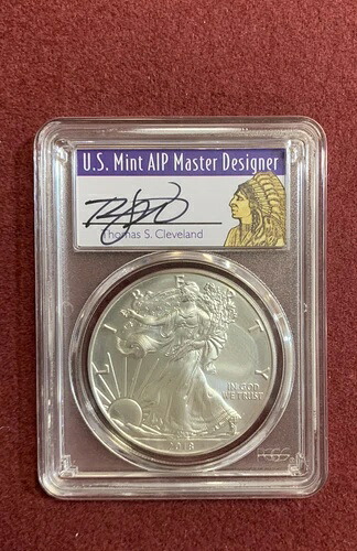 2018-W $1 バーニッシュド シルバー イーグル PCGS SP70 FDOI クリーブランド サイン