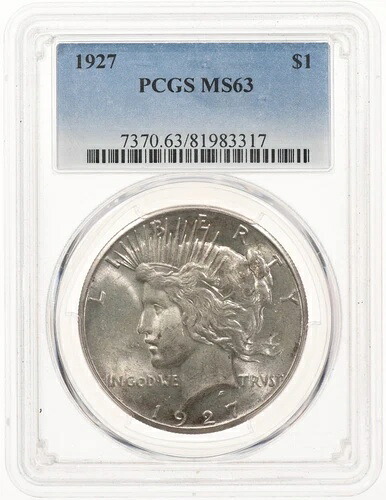 1927年 1ドル PCGS MS63 ピースシルバードル