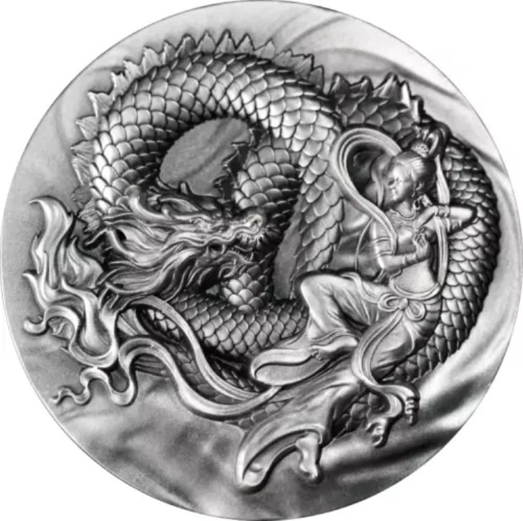 5ドル フライングアプサラス+ドラゴン 超高浮き彫り ニウエ島 2オンス シルバー 2024-|WORLD RESOURCE【KING店】