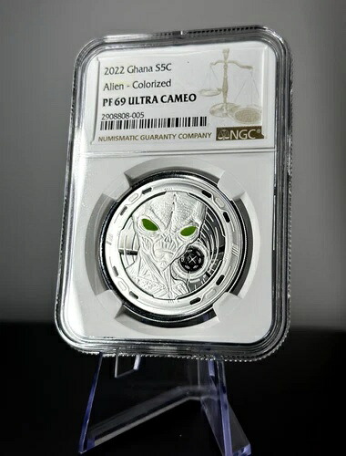 2022年ガーナ エイリアン 5セディ銀貨 1オンス カラーライズ NGC PF69 ウルトラカメオ トップポップ 8/0
