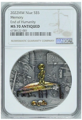 NGC MS70 メモリー・エンド・オブ・ヒューマニティ・シリーズ 2オンス 銀貨 5ドル ニウエ 2022年