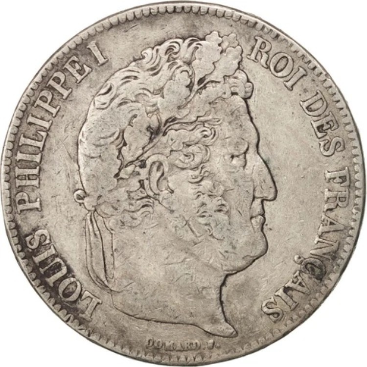 [#451036] コイン、フランス、ルイ・フィリップ、5フラン、1839年、リヨン、VF、銀、KM:749｜WORLD RESOURCE【KING店】