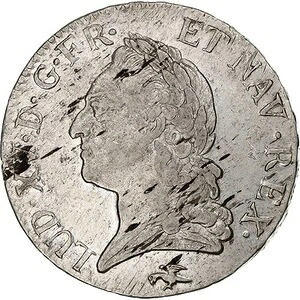 [#1280942] フランス、ルイ 15 世、エキュ・ア・ラ・ヴィエイユ・テット、1772 年、リヨン、シルバー、VF｜WORLD RESOURCE【KING店】