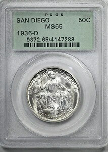 1936年-D サンディエゴクラシック記念ハーフダラー 50セント PCGS MS65 OGH|WORLD RESOURCE【KING店】
