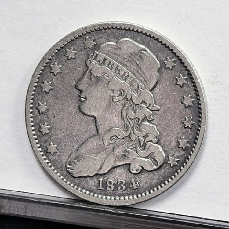 1834年胸像クォーター - XFディテール、クリーニング済み（#58654-L）｜WORLD RESOURCE【KING店】