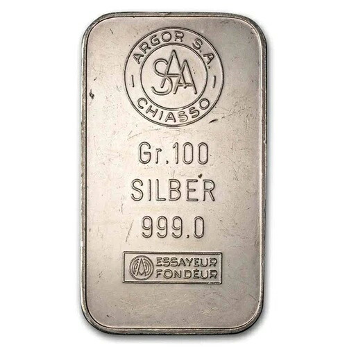 100 グラム シルバー バー - Argor S.A. Chiasso|WORLD RESOURCE【KING店】