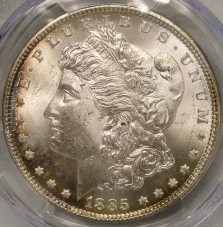 1885年 モーガン銀貨 魅力的な美しい宝石光沢 鮮明なディテール PCGS MS 65|WORLD RESOURCE【KING店】