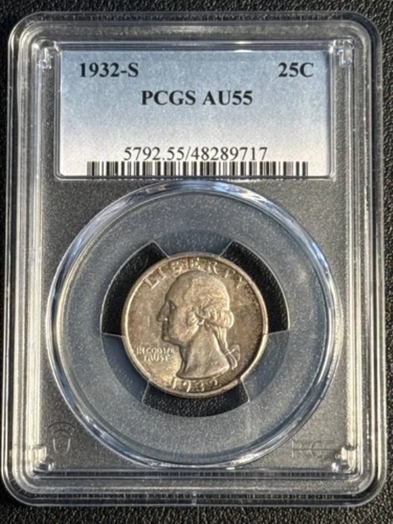 1932年 S クォータードル銀貨 PCGS AU-55|WORLD RESOURCE【KING店】