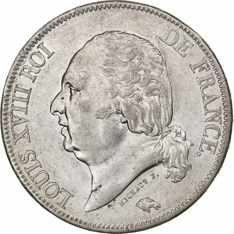 [#1307734] フランス、ルイ 18 世、5 フラン、1824 年、ペルピニャン、シルバー、AU、ガドゥリー:6