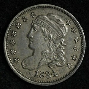 1834年製 キャップドバスト シルバー ハーフダイム AU+ E406 TCTS|WORLD RESOURCE【KING店】