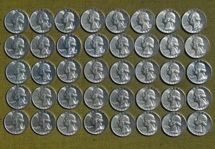 40 1959 P US 90% 銀 ワシントン 25セント (A142)