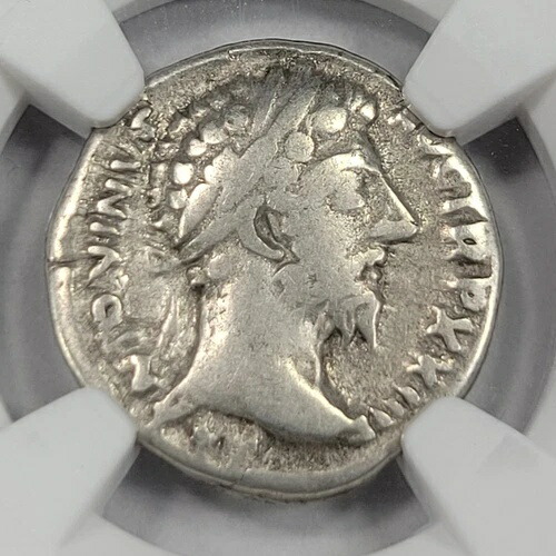 MARCUS AURELIUS AR デナリウス NGC F AD 161-180 カエサル 古代ローマ シルバー *R207