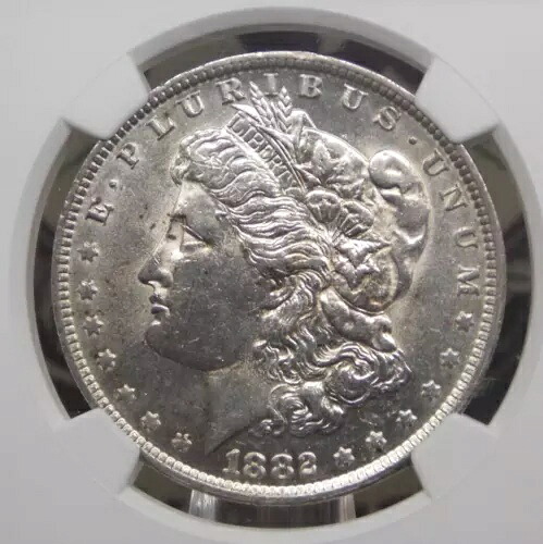 1882年「O/S」モルガン銀貨 VAM-4 凹型「S」 $1 NGC MS61 #001 トップ100 未使用