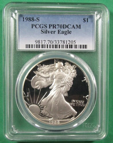 1988-S $1 シルバーイーグル PCGS PR70 DCameo。レジストリーグレードとして大変貴重！ (725066)