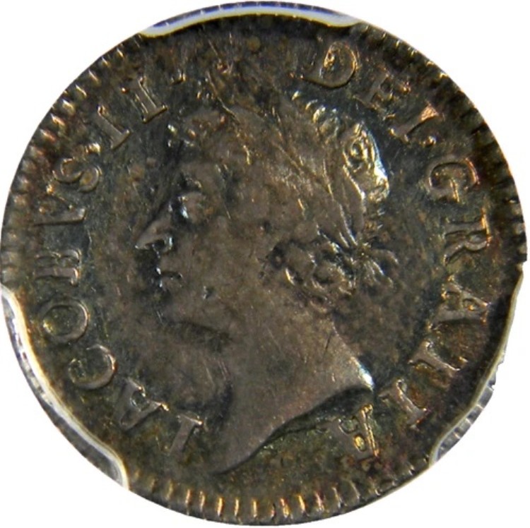 イギリス ジェームズ2世 1687年 銀貨 2ペンス 2D PCGS XF45 (08-13)