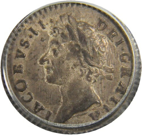 イギリス ジェームズ2世 1685年 シルバーペニー D PCGS AU55 (08-11)