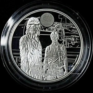 2024年 スターウォーズ ハン・ソロ＆チューバッカ シルバープルーフ 1オンスコイン 英国製 ボックス＆COA付き