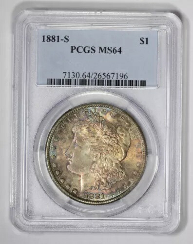 1881-S モルガン銀貨 - PCGS MS64 - 豊かな色調