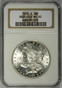1890年代モーガン・ダラー レッドフィールド・コレクション！NGC MS62！