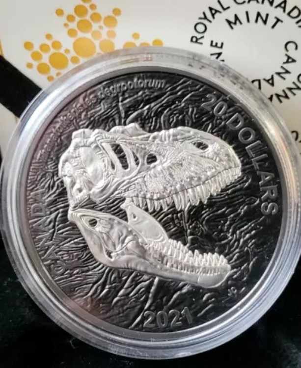 2021年カナダ 恐竜発見：死神の死神 ロジウム 1オンス .9999 銀貨