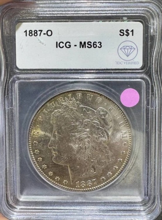 1887 O モルガン銀貨 ICG MS-63 IDC 検証済み