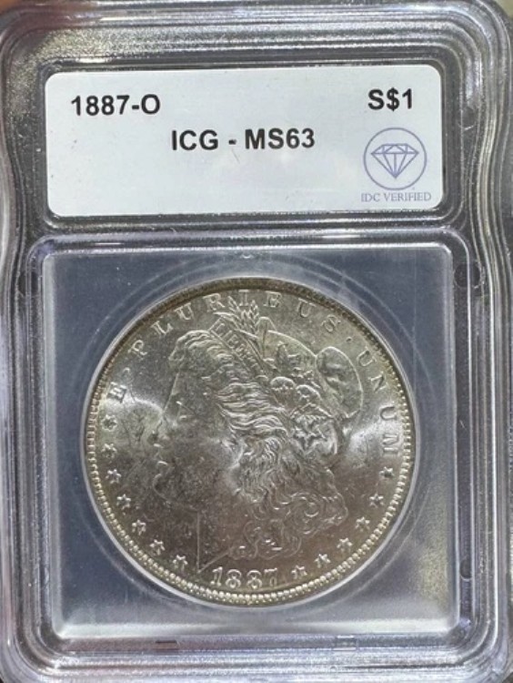1887-O モルガン・ダラー ICG MS63 IDC 検証済み