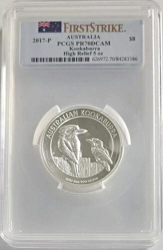 2017年 オーストラリア 5オンス 銀貨 8ドル クッカバラ プルーフ PCGS PR70 - #183 136,950円