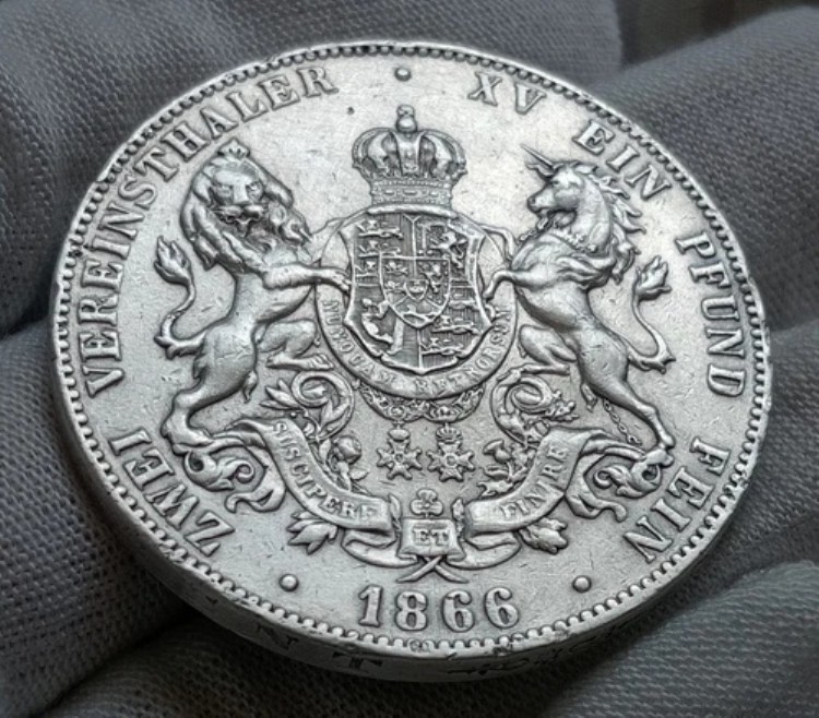 希少な1866年2 Vereisnthaler Hannover ドイツ Georg V 銀貨 - 37,600枚鋳造｜WORLD RESOURCE【KING店】