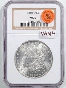 1880-O 1ドル モルガン銀貨 MS61 NGC 1734660-009 VAM-4 TOP 100