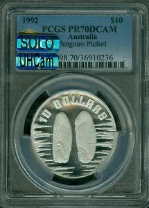 1992年 オーストラリア シルバー ペンギン パイフォート PCGS PR70 UHCAM ソロマック スポットレス