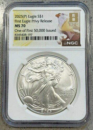 2025 (P) $1 イーグル プライビー NGC MS 70 50,000枚中1枚目 ナイスギャング 8th ERA