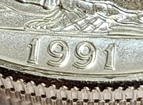 明らかに2倍の日付!!! 1991年 1ドル アメリカン シルバー イーグル