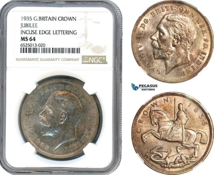 AI247、イギリス、ジョージ5世、1クラウン、1935年、銀、ジュビリー、NGC MS64｜WORLD RESOURCE【KING店】