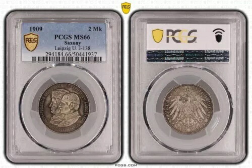 ザクセン 2 マーク 1909 ライプツィヒと J-138 MS66 121168｜WORLD RESOURCE【KING店】
